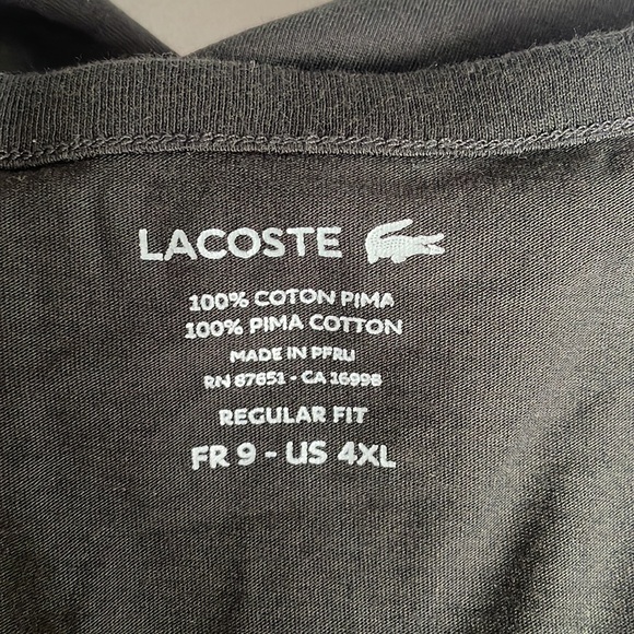 Black Lacoste T Shirt 4XL Regular Fit - Picture 4 of 7